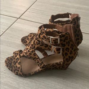 Animal print wedge sandals